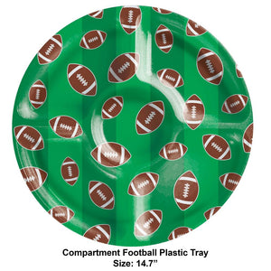 Bulk Pack of 2 Football Plastic Compartment Tray