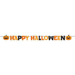 Bulk Pack of 2 "Happy Halloween" Prestrung Ribbon Banner