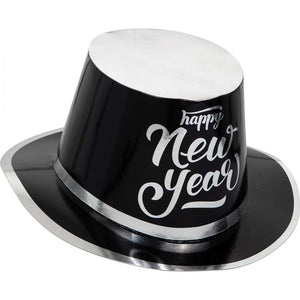 Bulk Pack of 2 New Year's Black & Silver Top Hat