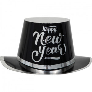 Bulk Pack of 2 New Year's Black & Silver Top Hat