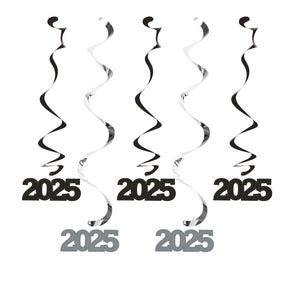 "2025" Dizzy Danglers Black/Silver (5 per Pkg) by Creative Converting