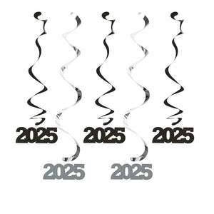 Bulk Pack of 10 "2025" Dizzy Danglers Black/Silver