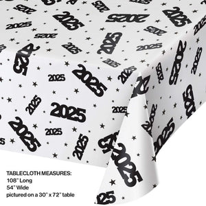 "2025" Plastic Tablecover, Clear, All Over Print (1 per Pkg) by Creative Converting