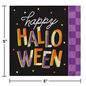 Bulk Pack of 48 Retro Halloween Beverage Napkin