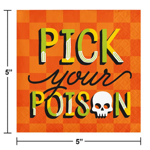 Bulk Pack of 48 Retro Halloween Beverage Napkin