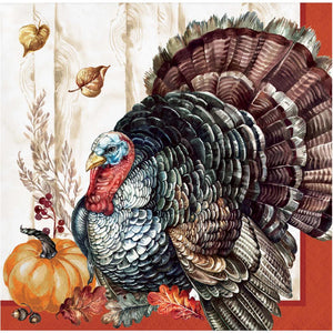 Bulk Pack of 48 Timeless Turkey Beverage Napkin