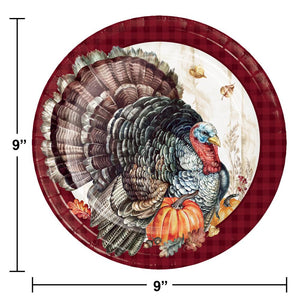 Bulk Pack of 16 Timeless Turkey Dinner Plate