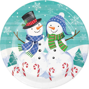 Bulk Pack of 16 Snow Friends & Flakes Dinner Plate