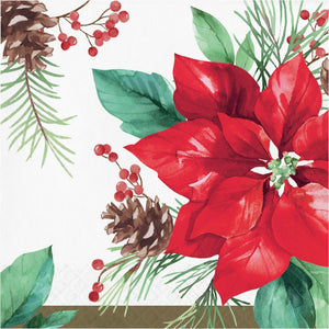 Bulk Pack of 32 Poinsettia Perfection Luncheon Napkin