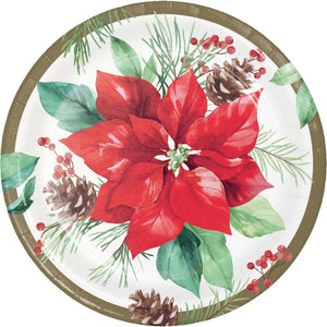 Bulk Pack of 24 Poinsettia Perfection Luncheon Plate