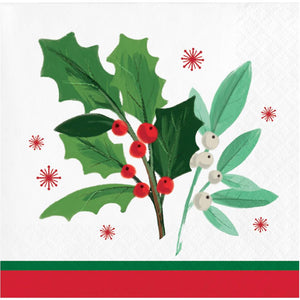 Bulk Pack of 48 Holly Jolly Christmas Beverage Napkin