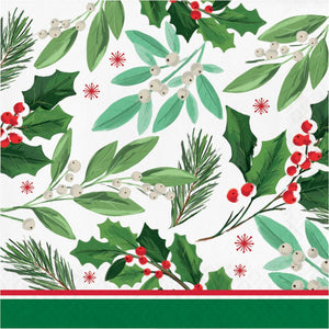 Bulk Pack of 32 Holly Jolly Christmas Luncheon Napkin