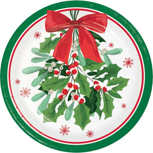 Bulk Pack of 24 Holly Jolly Christmas Luncheon Plate