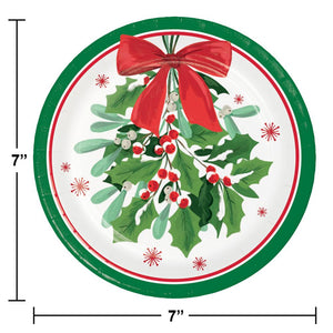 Bulk Pack of 24 Holly Jolly Christmas Luncheon Plate