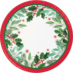 Bulk Pack of 16 Holly Jolly Christmas Dinner Plate