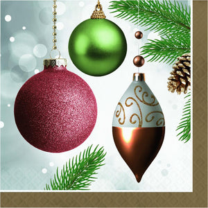 Bulk Pack of 32 Dazzling Ornaments Luncheon Napkin