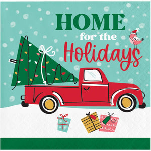 Bulk Pack of 48 Christmas Cars Beverage Napkin