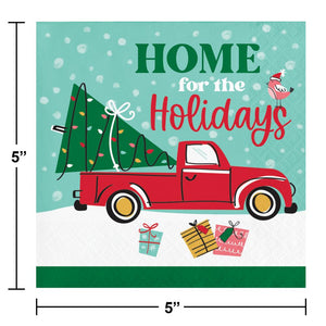 Bulk Pack of 48 Christmas Cars Beverage Napkin