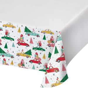 Bulk Pack of 2 Christmas Cars Paper Tablecover