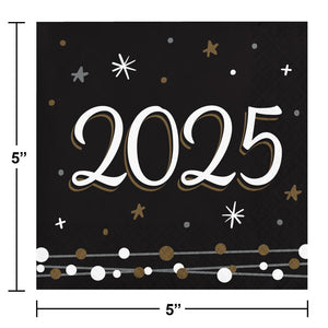 Bulk Pack of 48 New Years Shimmer Beverage Napkin