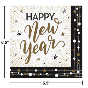 Bulk Pack of 32 New Years Shimmer Luncheon Napkin