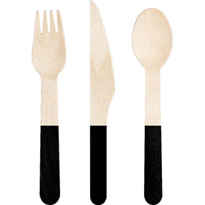 Black Velvet Wooden Cutlery, Assorted (24 per Pkg) by Creative Converting