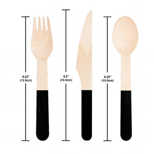 Bulk Pack of 48 Black Velvet Wooden Cutlery