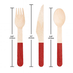 Classic Red Wooden Cutlery, Assorted (24 per Pkg) by Creative Converting