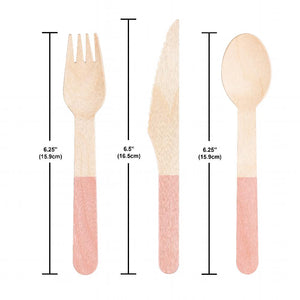 Classic Pink Wooden Cutlery, Assorted (24 per Pkg) by Creative Converting