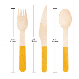 School Bus Yellow Wooden Cutlery, Assorted (24 per Pkg) by Creative Converting