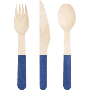 Cobalt Wooden Cutlery, Assorted (24 per Pkg) by Creative Converting