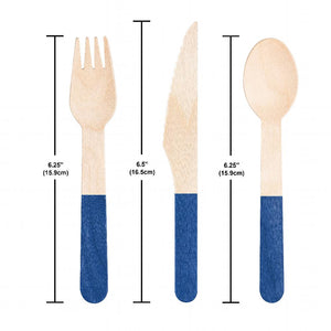 Cobalt Wooden Cutlery, Assorted (24 per Pkg) by Creative Converting