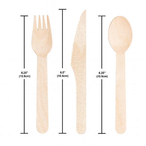 Bulk Pack of 48 Natural Wooden Cutlery