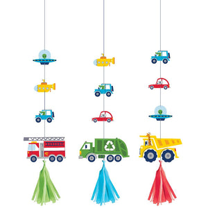 Transportation Time Hanging Cutouts w/ Tassels (3 per Pkg)