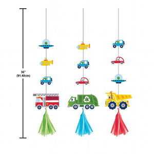 Transportation Time Hanging Cutouts w/ Tassels (3 per Pkg)