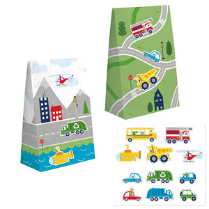 Transportation Time Paper Treat Bags with Attachments (8 per Pkg)