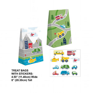 Transportation Time Paper Treat Bags with Attachments (8 per Pkg) by Creative Converting