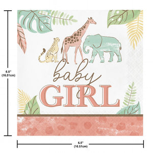 Bulk Pack of 32 Safari Baby Girl Lunch Napkin