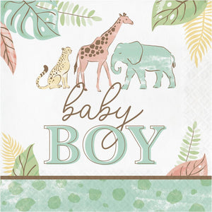 Bulk Pack of 32 Safari Baby Lunch Napkin - Boy