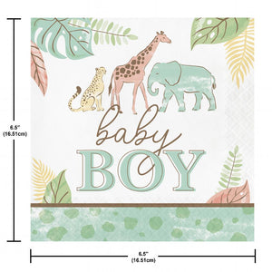 Bulk Pack of 32 Safari Baby Lunch Napkin - Boy