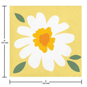 Bulk Pack of 48 Sweet Daisy Beverage Napkin