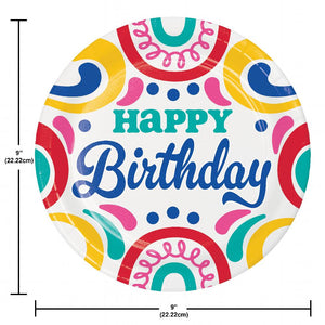 Birthday Swirls Dinner Plate (8 per Pkg) by Creative Converting