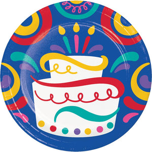 Bulk Pack of 24 Birthday Swirls Luncheon Plate