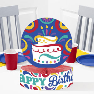 Bulk Pack of 2 Birthday Swirls Honeycomb Centerpiece