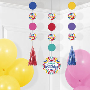 Birthday Swirls Hanging Cutouts w/ Tassels (3 per Pkg) by Creative Converting