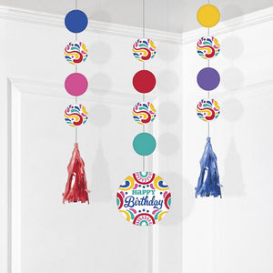 Birthday Swirls Hanging Cutouts w/ Tassels (3 per Pkg) by Creative Converting