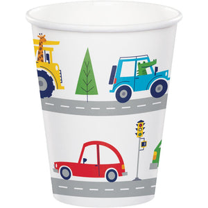 Bulk Pack of 16 Transportation Time Hot/Cold Cup 9Oz