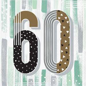 Bulk Pack of 32 Minted Milestone "60" Lunch Napkin