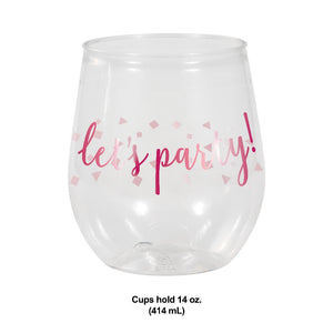 Pink Party 14oz Stemless Wine Glass (1 per Pkg) by Creative Converting