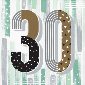 Bulk Pack of 32 Minted Milestone "30" Lunch Napkin